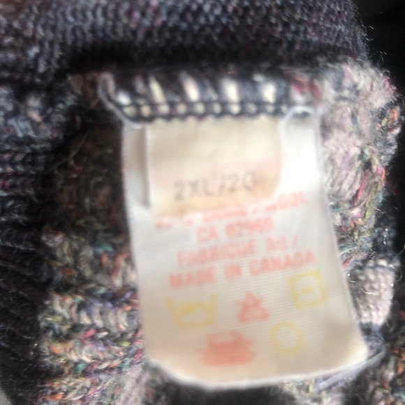 Vintage 90s Aztec Southwestern Wool Blend V-Neck Sweater XXL - Picture 8 of 9